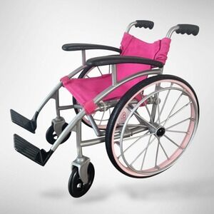 Our Generation Doll Wheelchair Pink Silver Metal‎ Frame for 18 Inch Dolls Battat